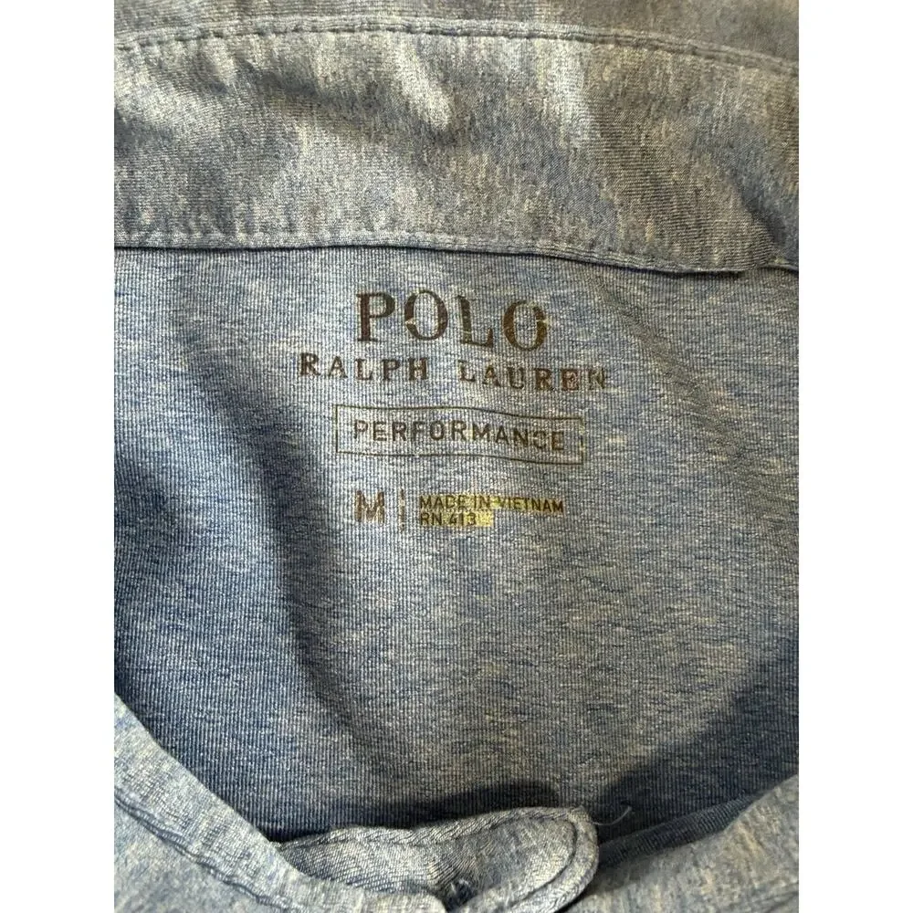 Ralph Lauren Performance Men’s M Blue Short Sleeve Stretch Golf Polo Logo